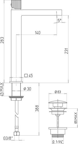 Robinet mitigeur de lavabo taille XL, finition chromée - Rolf